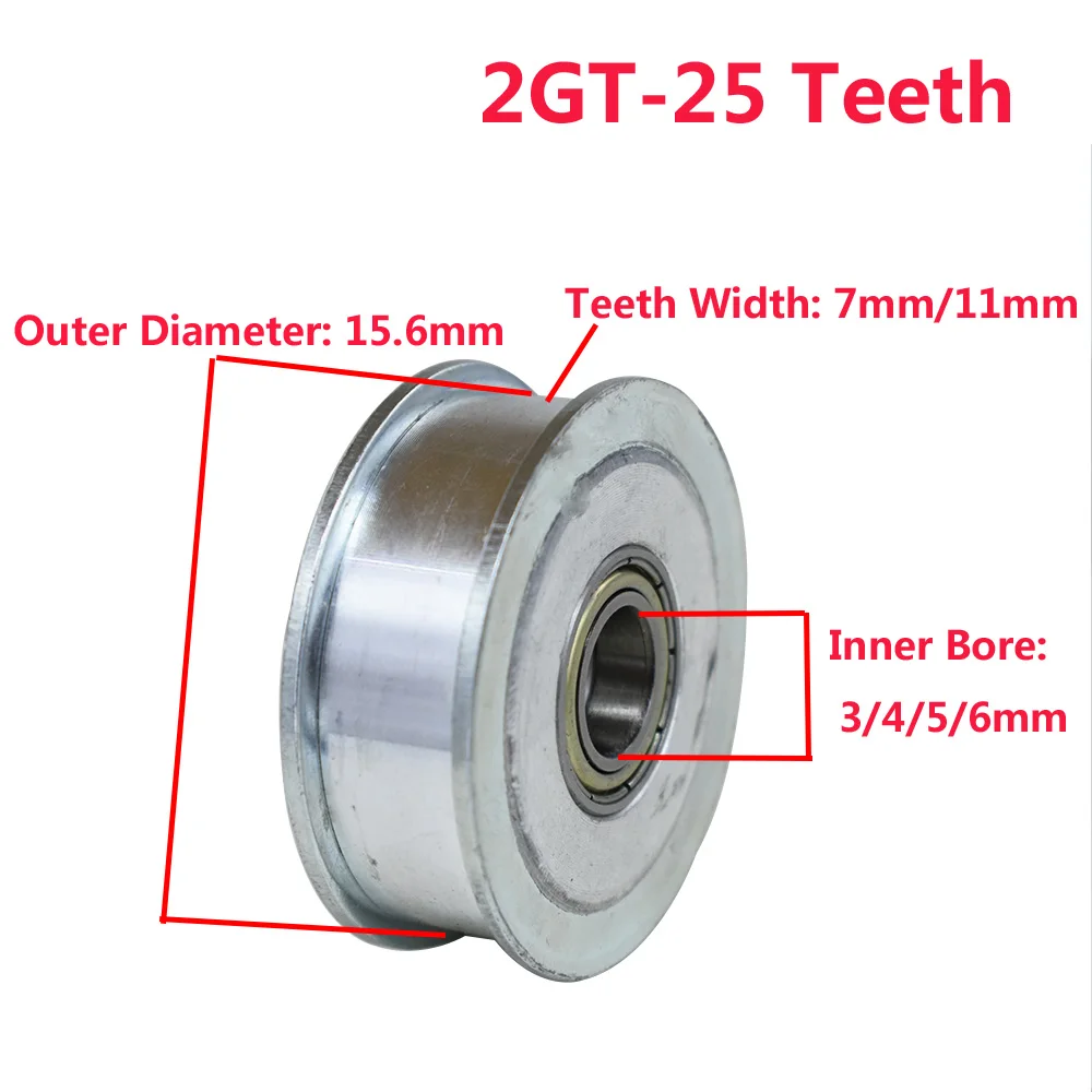 2GT 25 Zob Sinhroni Idler Wheel Škripec 3/4/5/6mm Izvrtina 7mm/11 mm širina z Ležaja za GT2 Časovni Pas
