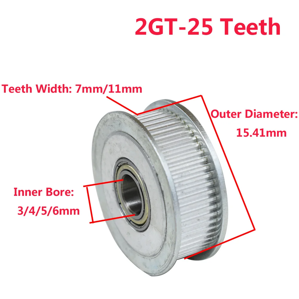 2GT 25 Zob Sinhroni Idler Wheel Škripec 3/4/5/6mm Izvrtina 7mm/11 mm širina z Ležaja za GT2 Časovni Pas
