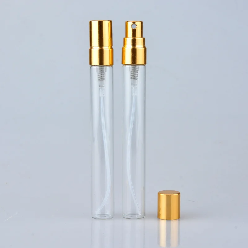 10 ml Anodiziranega Aluminija Šoba Prozorni Stekleni Cevi Parfum Sub-stekleničenje Potovanja Prenosni Spray Vzorec Steklenico Mini Prazno Steklenico