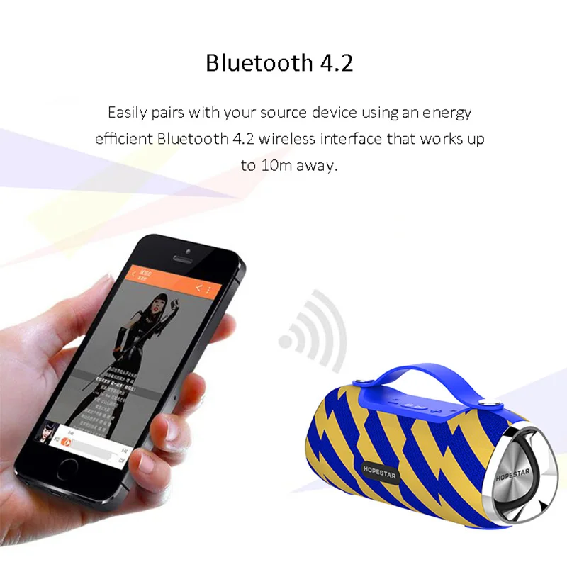 Hopestar Prenosni Zvočnik H40 Bluetooth Brezžični Zvočnik Močan, Visoko BoomBox Nepremočljiva Prostem 3D Stereo Glasbe Bas HIFI TF