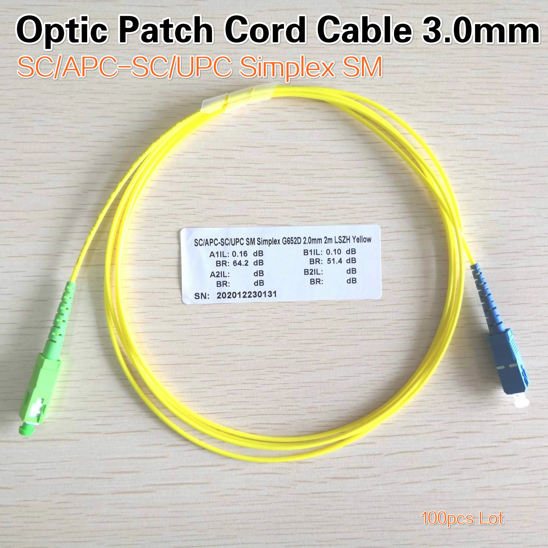 10PCS/box SC APC-SC UPC Simplex SM LSZH Optični Patch Kabel Kabel 3.0 mm SC/APC-SC/UPC FTTH vlakna, optična skakalec Brezplačna dostava