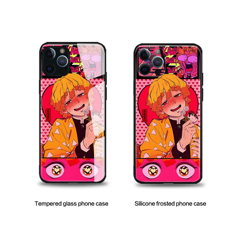 Anime Demon Slayer Zenitsu za iPhone SE 6 6s 7 8 plus X XR XS 11 12 mini Pro Max kaljeno steklo telefon primerih kritje mehke silikonske