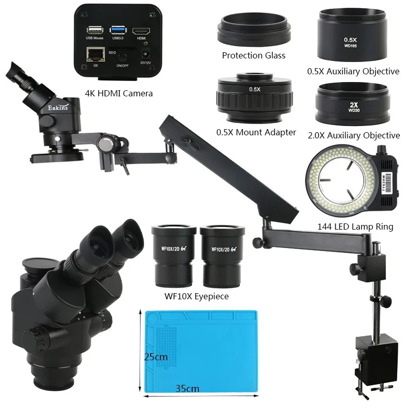 3,5 X - 90X Zoom Simul Osrednja Industrijske Trinocular Mikroskopom UHD 4K SONY IMX334 HDMI Video Kamera+ Izražanju Roko Steber Objemka