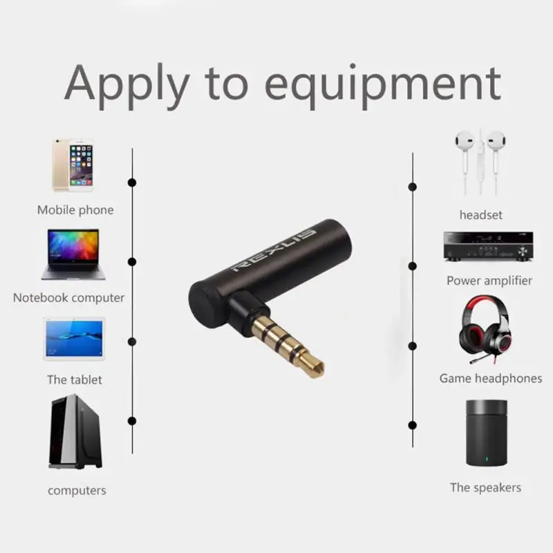 3.5 mm moški-ženska 90-stopinjski zavoj slušalke, mikrofon, audio adapter, primeren za Apple, ki je Primerna za Android telefon PC