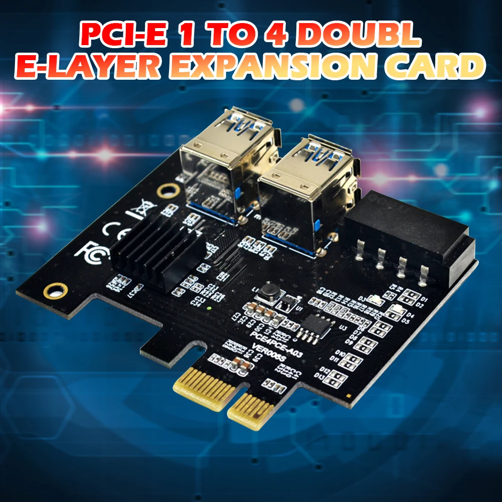 PCI-E, da PCIe Adapter PCI-Express X16 grafični vmesnik za BTC Rudar Rudarstvo Riser Card 1 do 4 USB 3.0 Multiplikator z Molex 4
