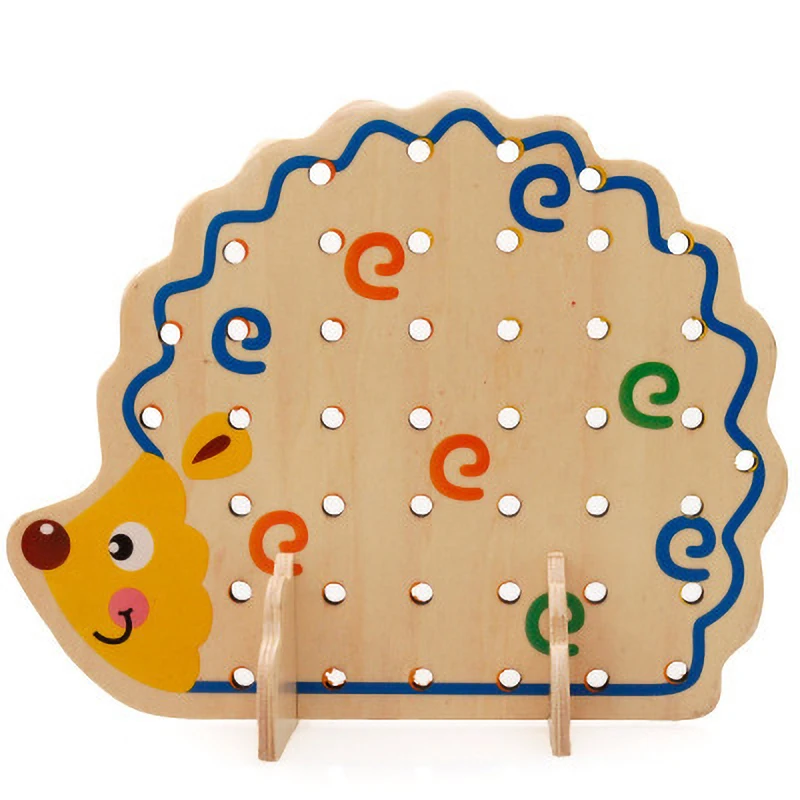 Children's Wooden Hedgehog Fruit Beaded Puzzle Hands-On Early Education Toys Gift Toys
