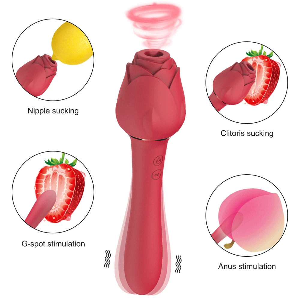 Rose Vakuumsko Sesanje Dildo, Vibrator za Ženske Bradavičke Ustni Klitoris Bedak Klitoris Stimulator Vibrating Blaga Sex Igrače za Odrasle 18