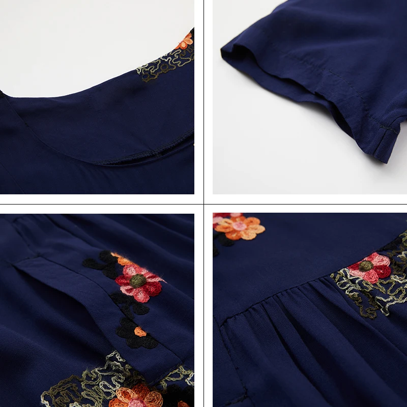 Astrid Žensk Poletje Obleko 2021 za Ženske Boho Priložnostne Elegantno Vintage Obleko, Perilo Plus velikost Vezenje Cvet z Dolgo Žep