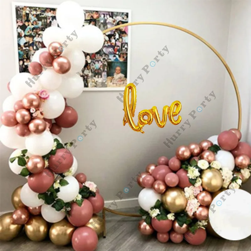 Retro Roza Balon Garland Zlato Ljubezen Folijo Pismo Kroglice Zlata Chrome Kovinski Balon Arch Komplet Baby Happy Birthday Dekoracijo