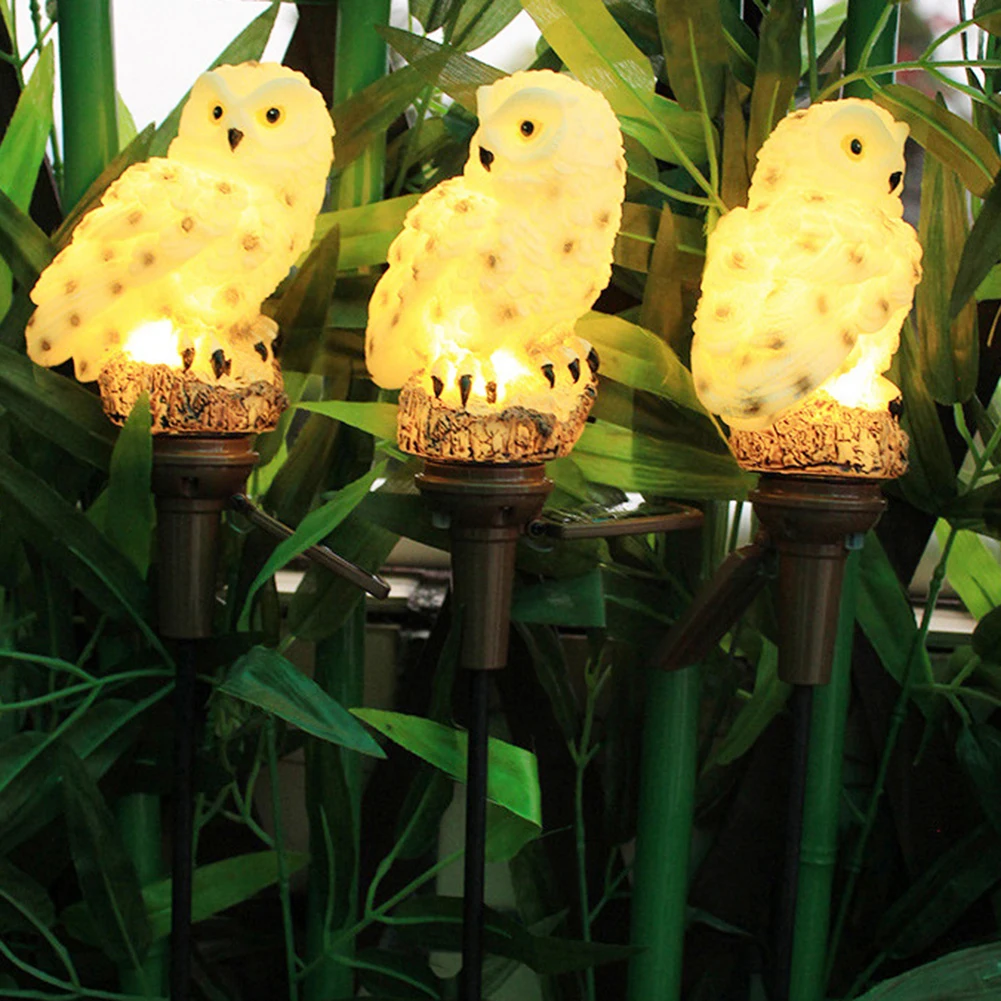 2pcs Sončne LED Luči Prostem Okrasne Trate Vložek Sova Obliko Luči za Dom, Vrt, Dvorišče Okras Toplo Bela