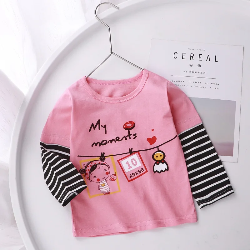 Otrok Dolgo Rokavi T-Shirt Pomlad Jesen Baby Čista Bombažna Oblačila Za Fante, Dekleta Vrhovi Baby Dno Majica