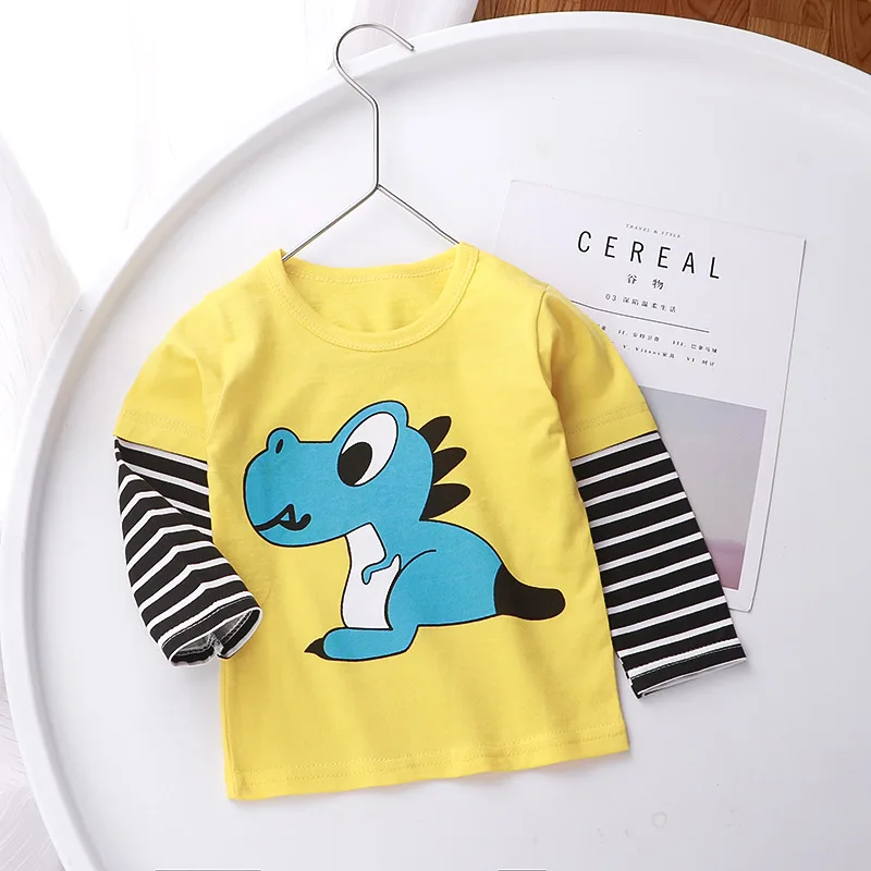 Otrok Dolgo Rokavi T-Shirt Pomlad Jesen Baby Čista Bombažna Oblačila Za Fante, Dekleta Vrhovi Baby Dno Majica