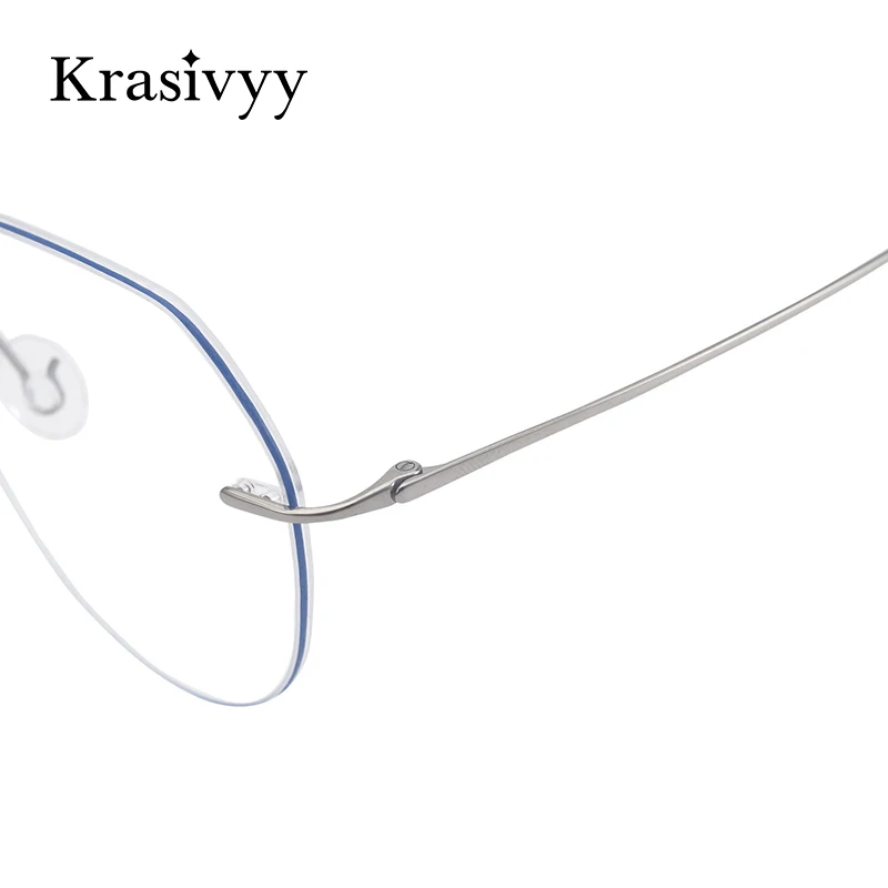 Krasivyy Rimless Očala Ženske 2020 Novega Evropskega Modela Kratkovidnost Optična Očala za Moške Čistega Titana Recept Očala