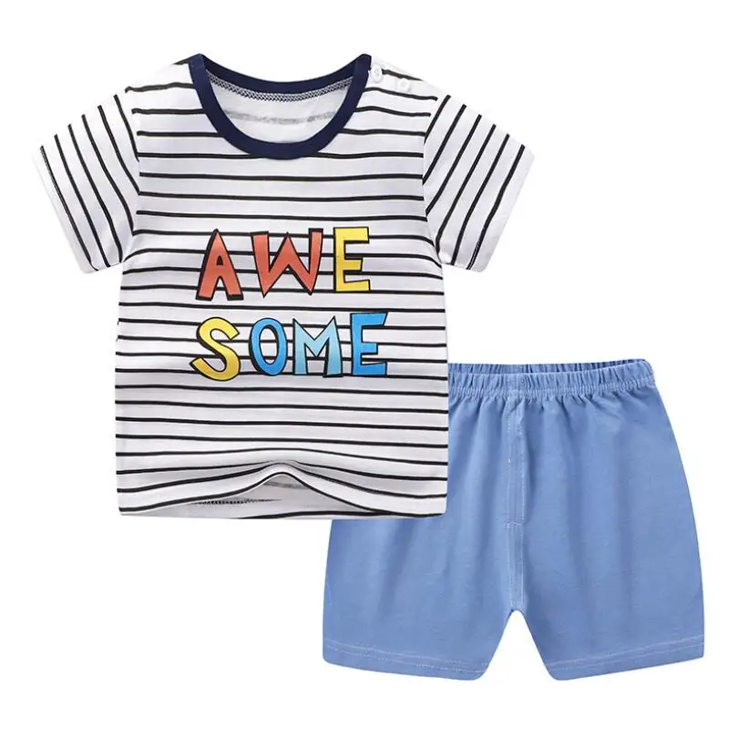 Baby poletje majica+hlače 2pcs/nastavite 0-6Y mali otroci bombaž majica kratek rokav malčka, risanka lepe obleke za malčke costuming vrh