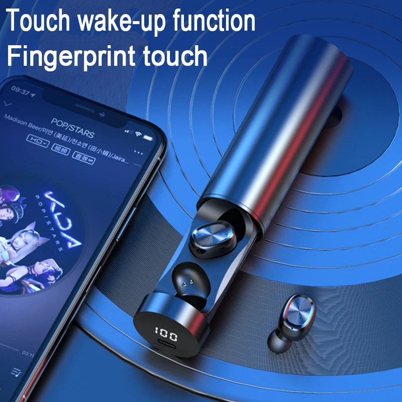 B9 zaslon na dotik kažejo slušalke bluetooth prekajene potegnite valj gibanje mini brezžične slušalke tws5.0 gm