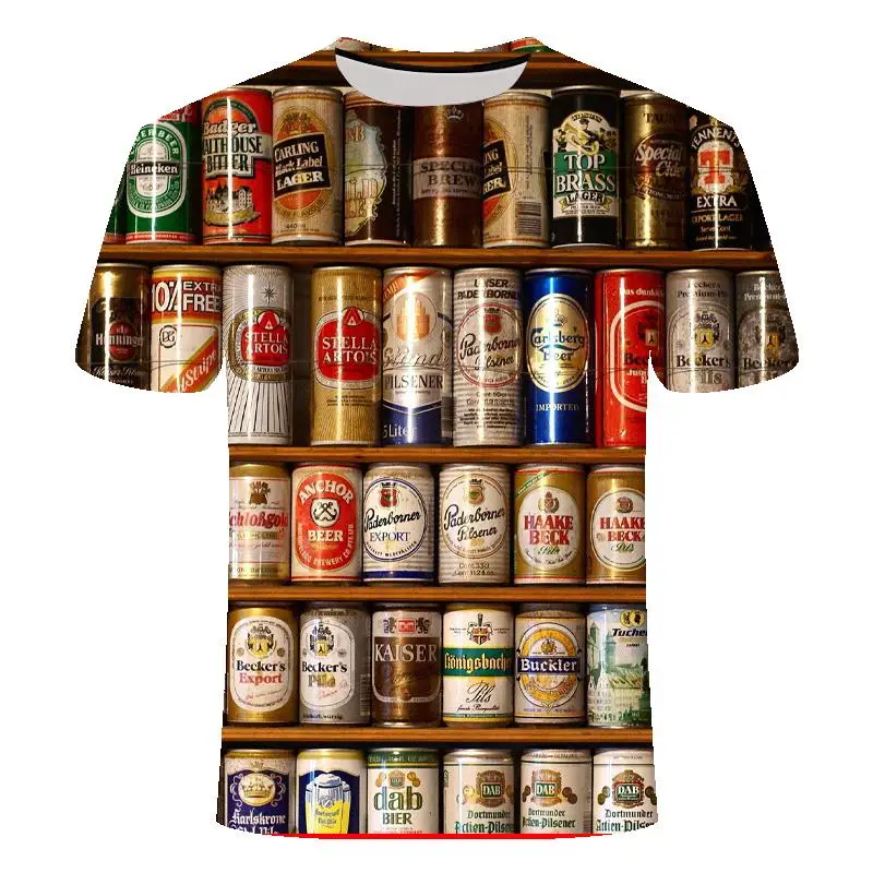 Poletje Men je Smešno, Modni T-Shirt O-Vratu Pivo Watch Suknjič 3d Velik Digitalni Tisk Kratek Rokav 2021 Ulica, Hip Hop Zabavno Zgoraj