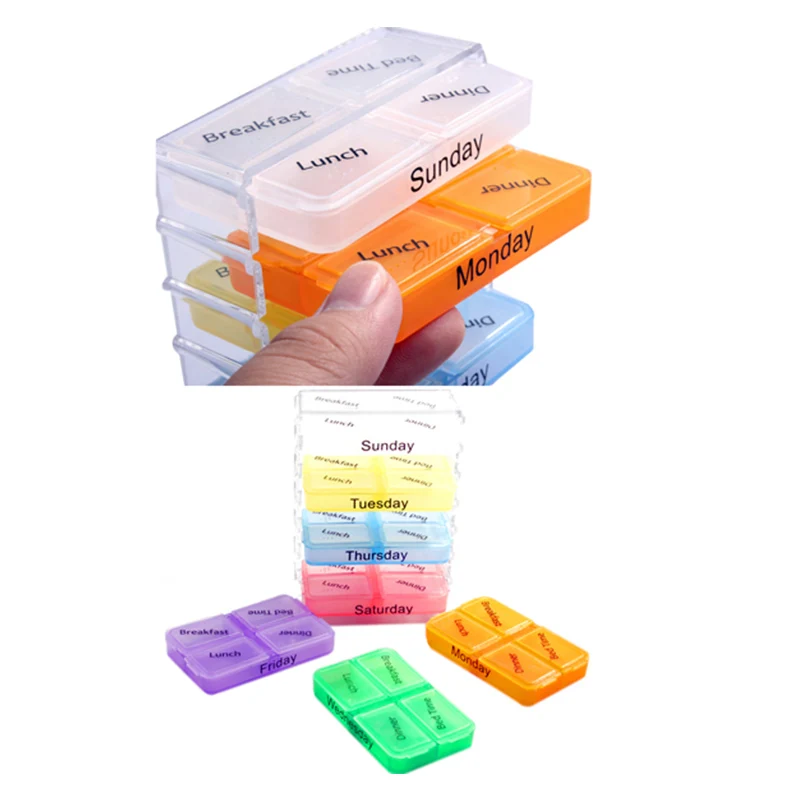 7 Dni Tabletke Primeru Tablet Razvrstilnik Medicine Tedensko Škatla za Shranjevanje Posode Organizator TT-najboljši