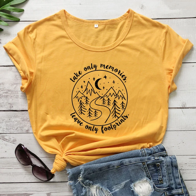 Vzemite Le Spomini Dopusta Le Stopinje T-shirt Letnik Ženske Kampiranje Graphic Tee Vrh Smešno Etične Narave Tshirt
