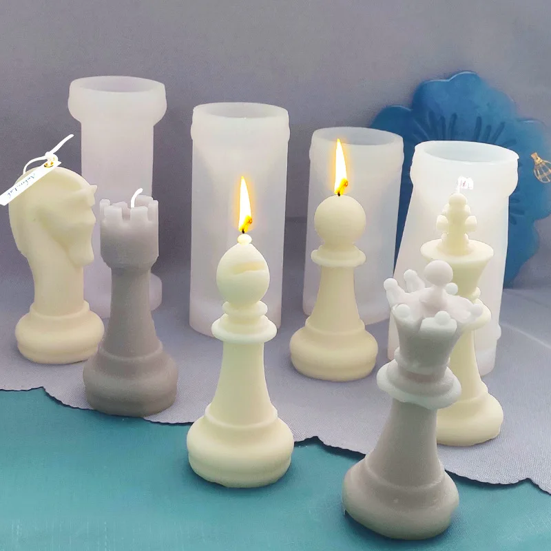 Silikonski Sveča Kalup za Izdelavo Mednarodni Šahovski Mavca Smolo Plesni Slog, Nordijska Doma Decorn Vonj Aroma Sveča Plesni