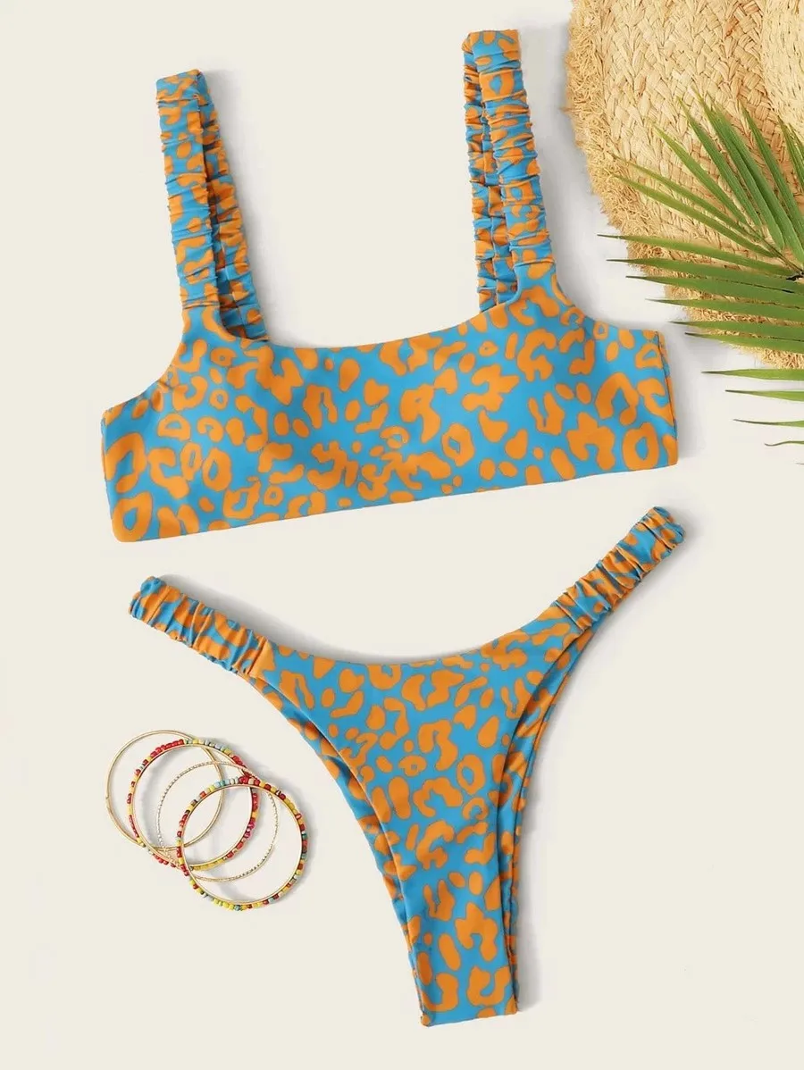 Seksi Micro Bikini 2020 Ženske Oranžna Leopard Push Up Oblazinjeni Tangice Kopalke Ženske Izrežemo Kopalke, Kopalke Trajes De Bano