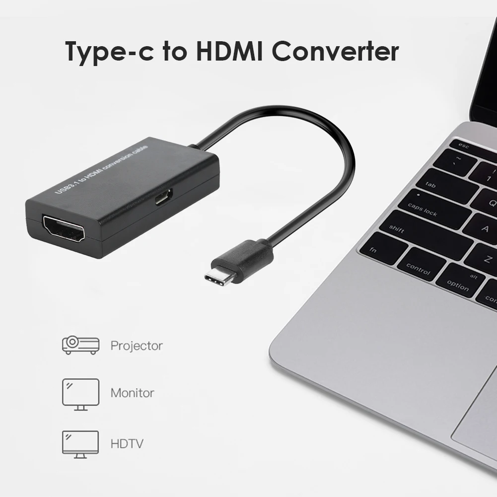 USB Tip C do HDMI je združljiv vmesnik USB 3.1 USB, C Moški HDMI je združljiv Ženski Pretvornik Kabel MHL Telefon Android Tablet