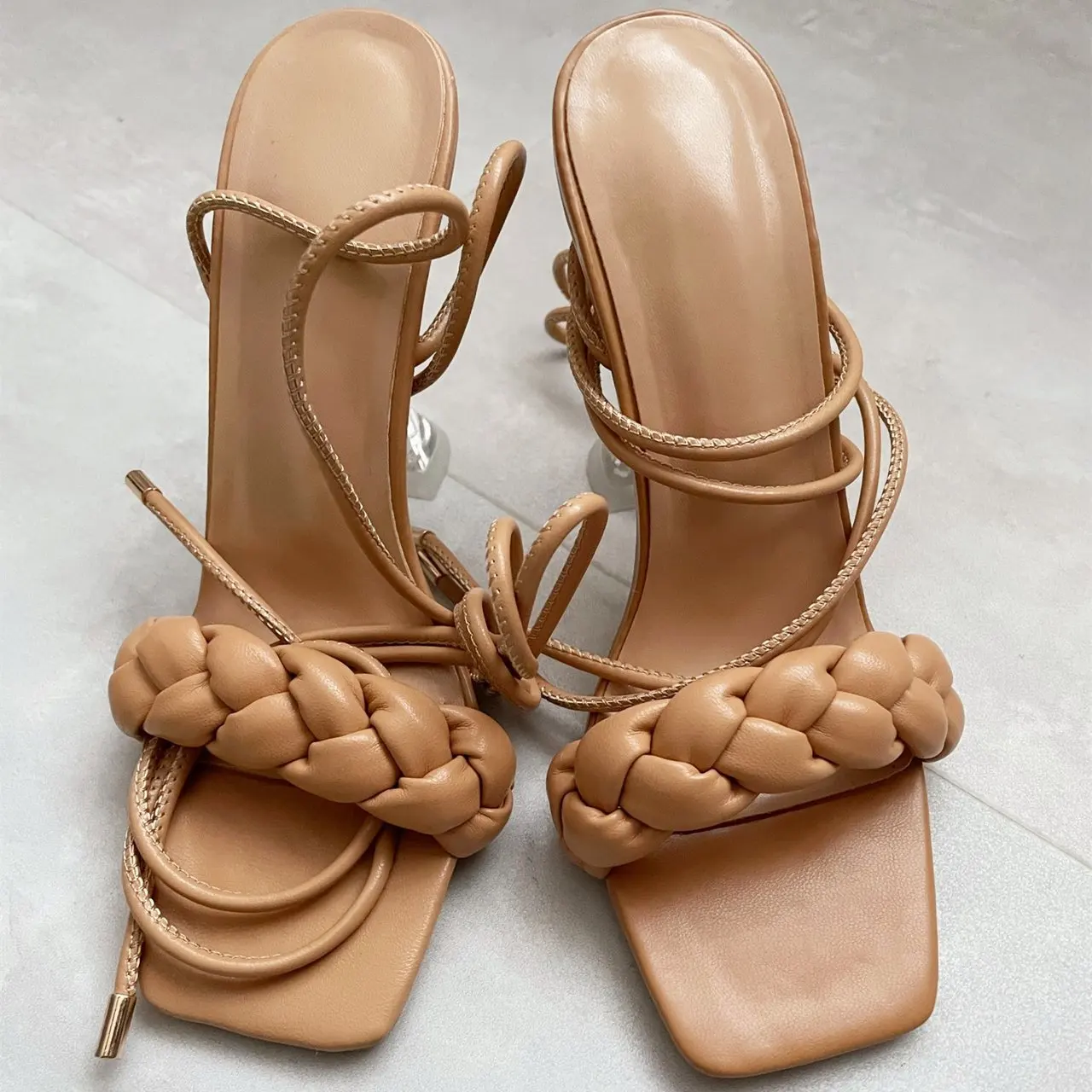 Sandalias de tacón alto par mujer, diseño de moda de verano, zapatos de punta abierta, transparentes, 2021