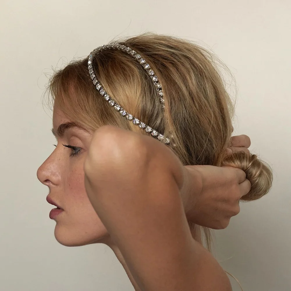 2021 Nov Modni Polno Diamond Hairband Poročne Poročni Dodatki Za Lase Ostra Evropske Ameriški Pribor Trakovi