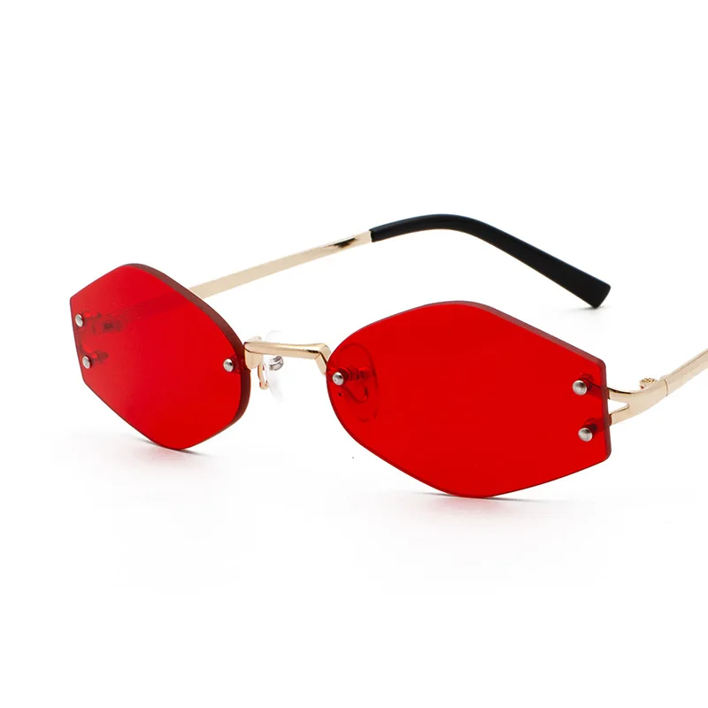 Moda za Ženske Rimless sončna Očala Novo blagovno Znamko brez okvirjev Nezakonitih sončna Očala Za Moške Poligonske sončna Očala UV400 Oculos De Sol