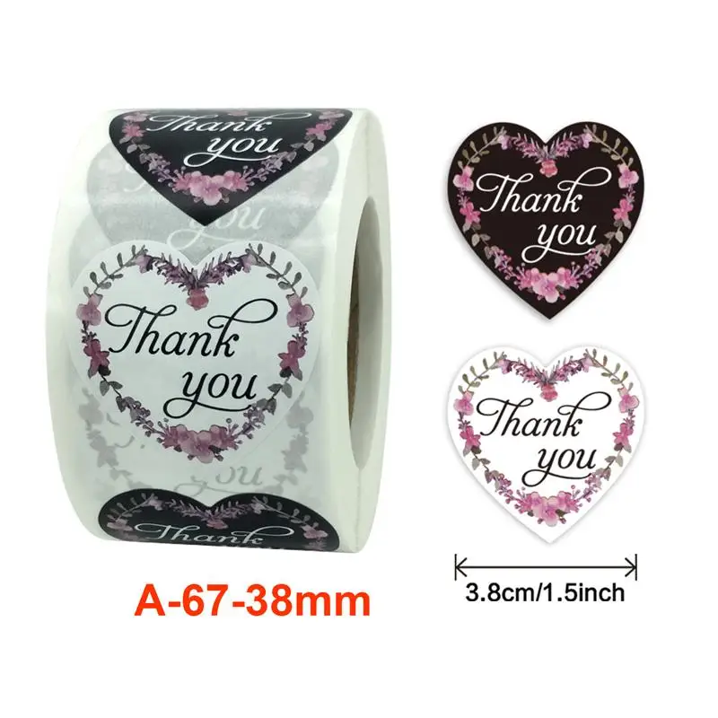3.8 CM/1.5 inch tesnjenje oznaka za darilni paket Srca v obliki hvala vam nalepke za svate peko hvala nalepke 500pcs