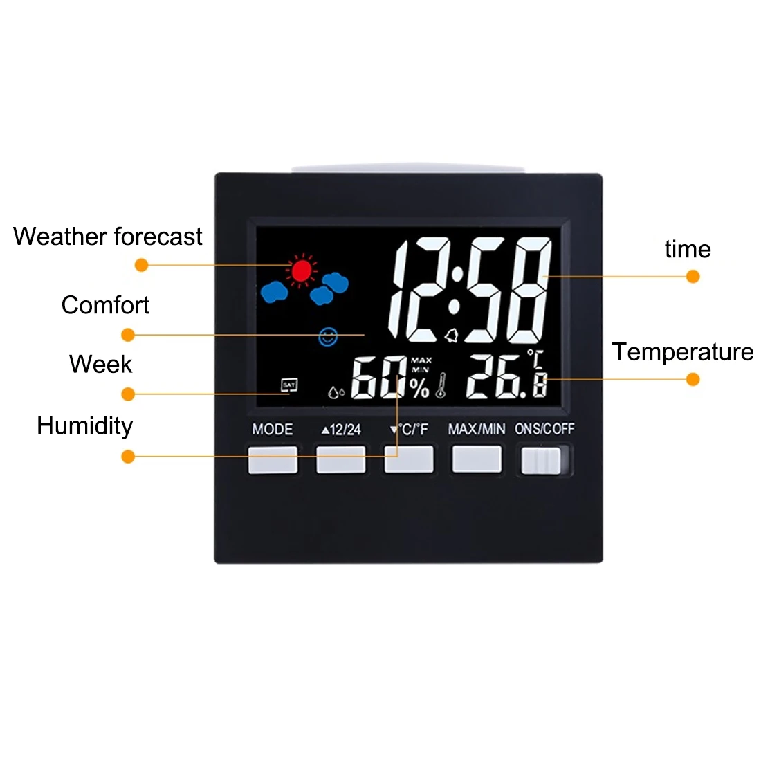 Digitalni LCD zaslon Vremenske Postaje za Brezžični Temperatura Vlažnost Meter v zaprtih prostorih Vlažnost Monitor S Čas/Datum/Ura/Dremež