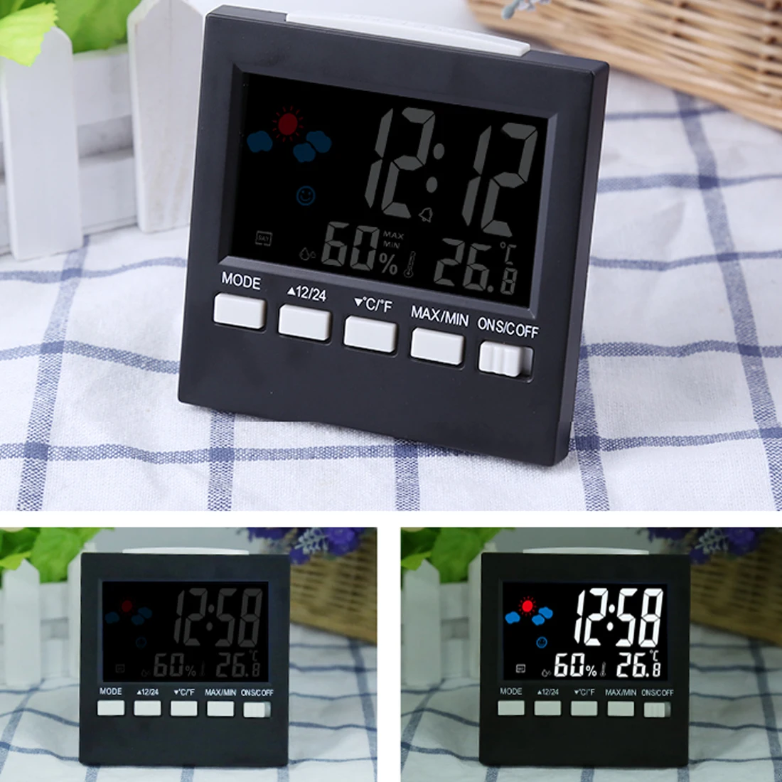 Digitalni LCD zaslon Vremenske Postaje za Brezžični Temperatura Vlažnost Meter v zaprtih prostorih Vlažnost Monitor S Čas/Datum/Ura/Dremež