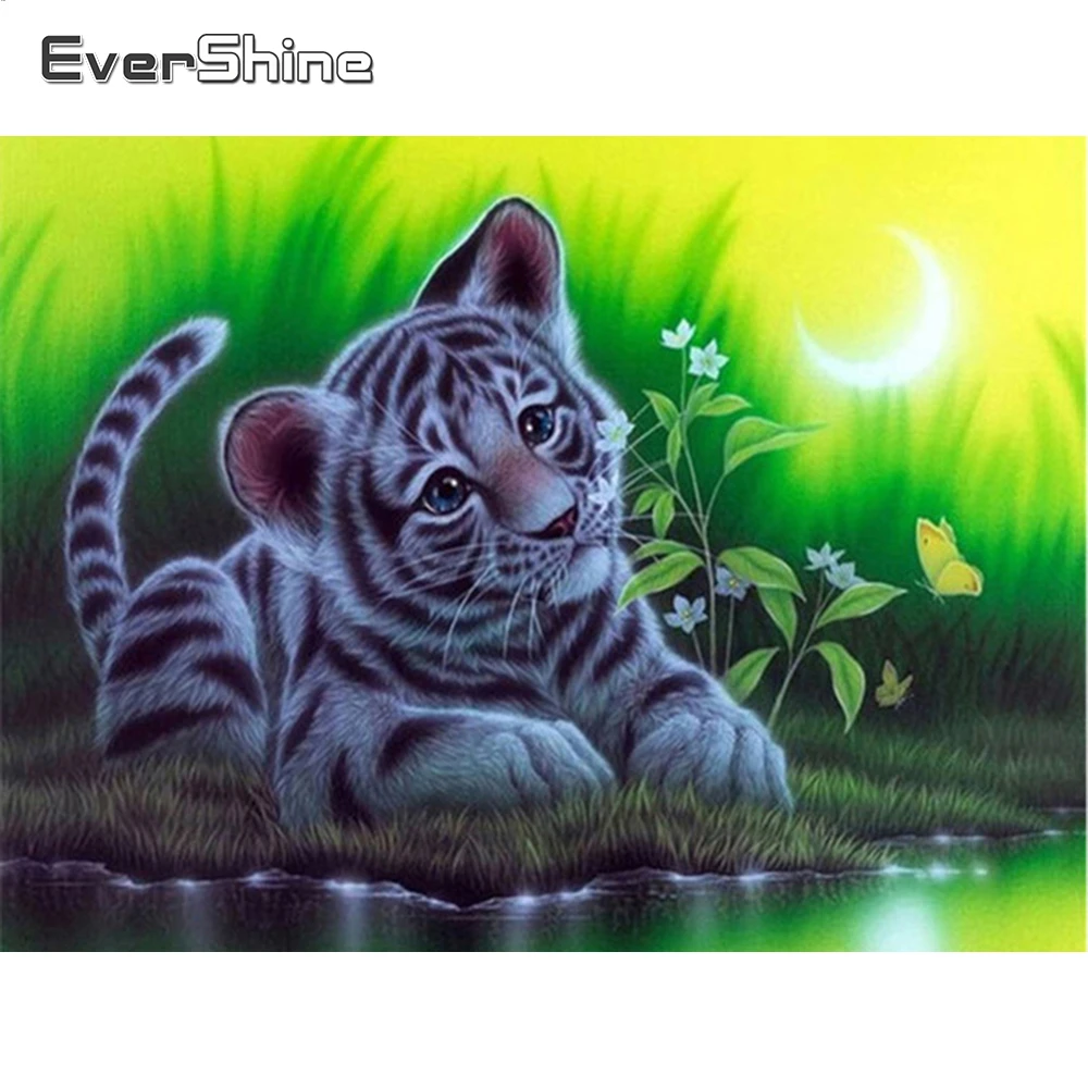 Evershine Diamond Slikarstvo Navzkrižno Šiv Živali Tiger Diamond Vezenje Celoten Kvadratni Pet Sliko Diamond Mozaik Kroglice Vezenje