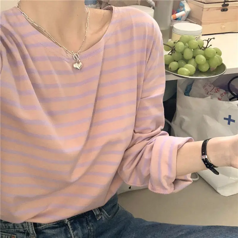 Dolg Rokav T-majice Ženske Izloča Moda korejski Slog, ki je Vse-tekmo, Harajuku Mehko Udobje Mujer Ulične Jeseni Preprosto Priložnostne