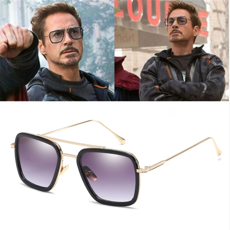 Tony Stark sončna Očala Luksuzne blagovne Znamke Očala Pravokotnik Vintage sončna Očala Clear za Moške oculos gafas de sol zonnebril heren