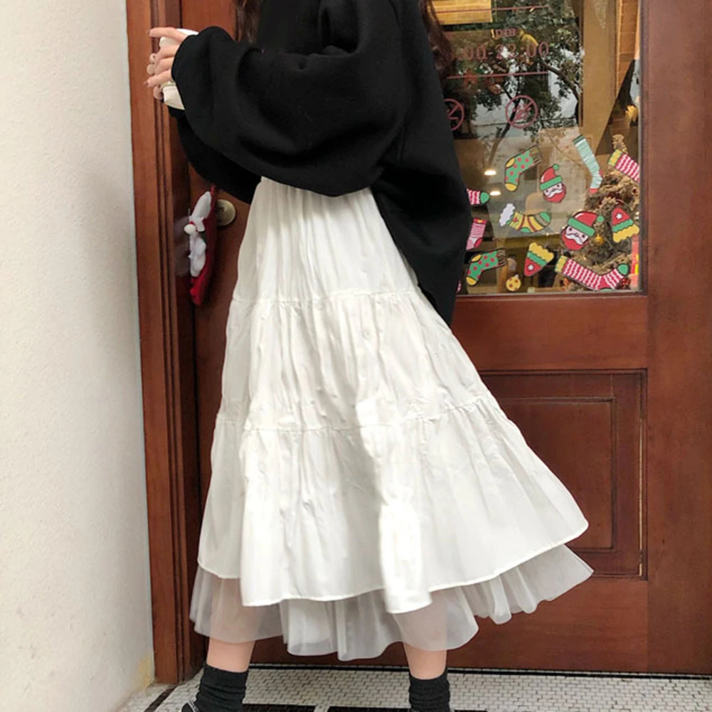 Moda Za Ženske Linije Naguban Til Elastična Visoko Pasu Stranka Dolgo Maxi Krilo