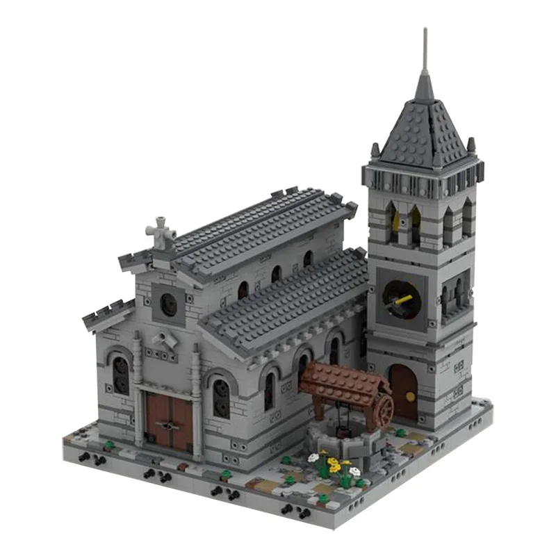 MOC Igrače Mesto Street Scene Klasičnih Srednjeveške Cerkve Ter Gradnjo Blokov, Modularno Gradnjo Bloka Model Darilo Za otroke