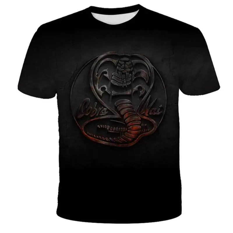 4-14 Let Otrok Tiskanja Smešno 3D T shirt Tajski strupenjača Cobra Kai Majica s kratkimi rokavi Najstniki Crewneck Priložnostne Vrhovi & Tees Fantje T-Shirt