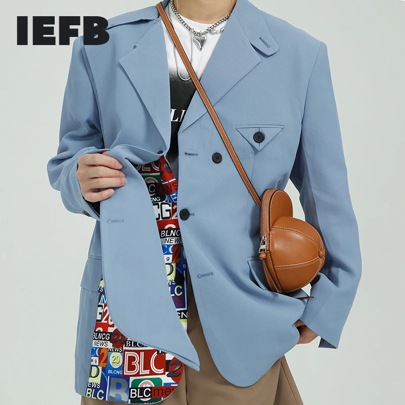 IEFB 2021 Jeseni Novi korejski Ulične Mozaik Suknjič Moške Oblikovanja Trend Priložnostne Modri Jopič Za Moški Visoko Qualtiy 9Y6466