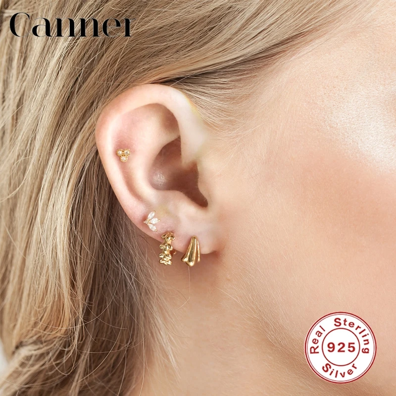 Canner 1pcs Pendientes Plata 925 Uhani Za Ženske Stud Earings Geometrijske Star Cirkon Earings Helix Hrustanca Piercing Arete W5