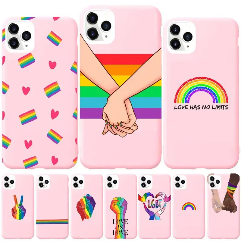 LGBT Mavrica Silikonski Primeru Telefon Za iphone 11 Pro Max X XS Max XR Trdna Candy Barve Lupine Za iPhone 7 8 6 6S Plus