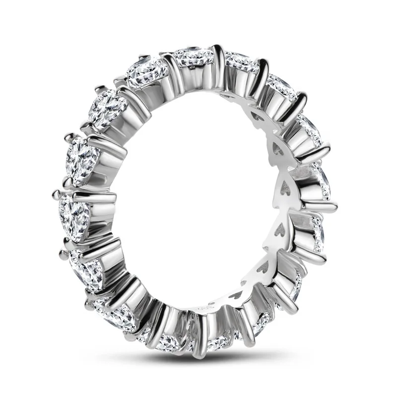 PANSYSEN Srce Design 925 Sterling Silver 4 MM Simulirani Moissanite Diamantno Poroko Udejstvovanje Obroči za Ženske in Moške na Debelo