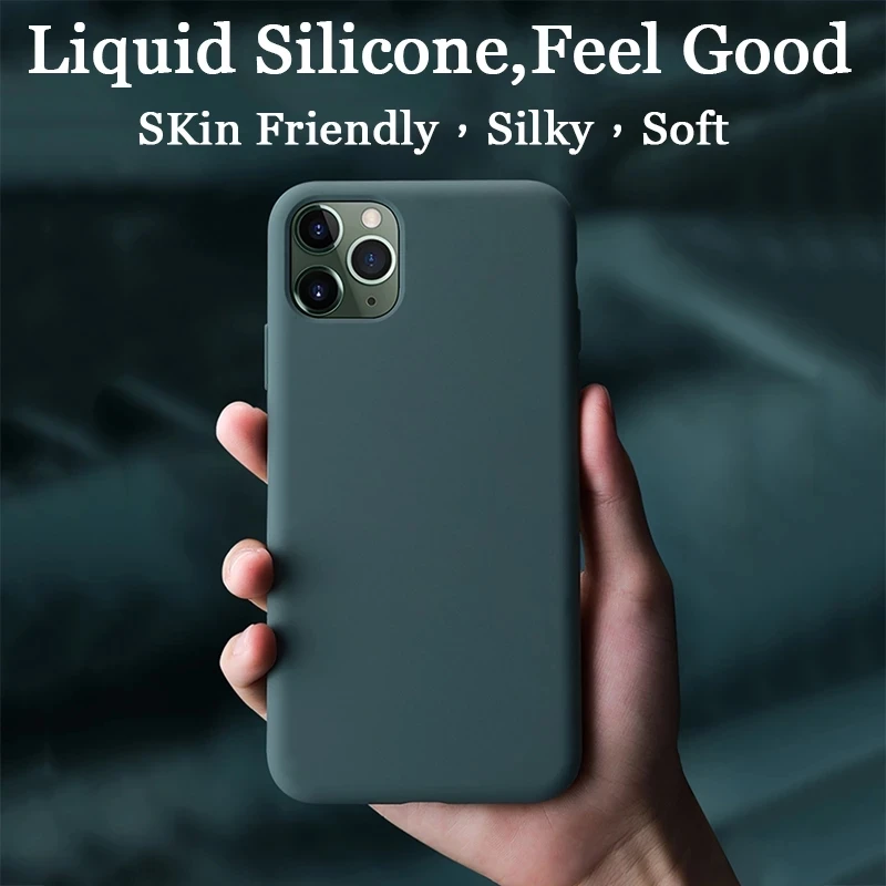 Tekoče silikagel Anti Padec Primeru Telefon Za iPhone 12 6 7 8 6S 11 JV X XS XR Plus Mini Pro Max 2020 Candy Barve zaščitni Pokrov