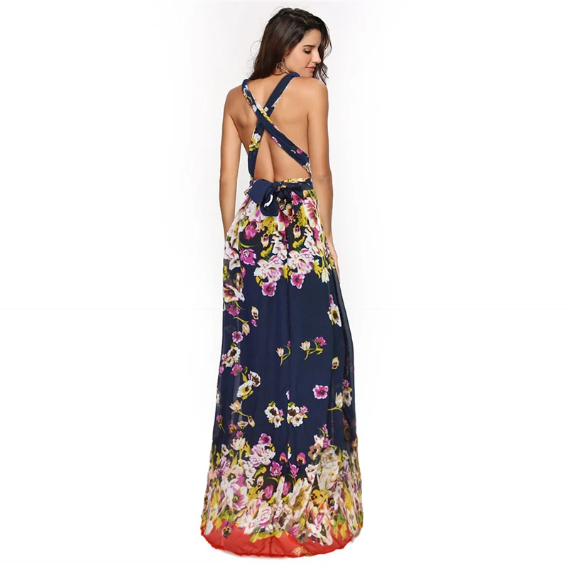 Cvetlični Maxi Dolga Obleka Ženske Multiway Zaviti Zamenljivih Infinity Obleko Seksi Dama Družico Stranka Povoj Haljo Šifon Obleke