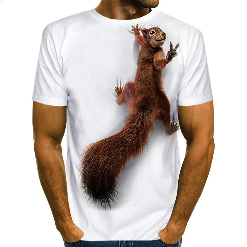2021 nove T-shirt oljna slika, veverica 3D tiskanje za moške in ženske živali natisni T-shirt srčkan kuža obraz T-shirt