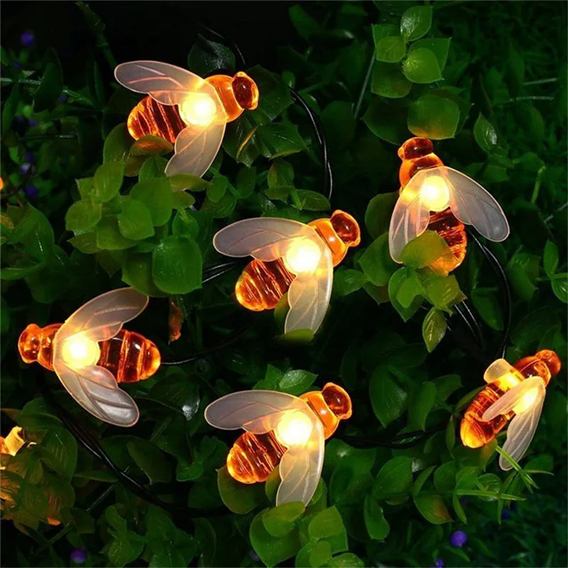 Solar Powered Srčkan Honey Bee Led Niz Vila Lučka 200leds 100leds Čebel na Prostem Vrt Ograje Teras Božič Garland Luči