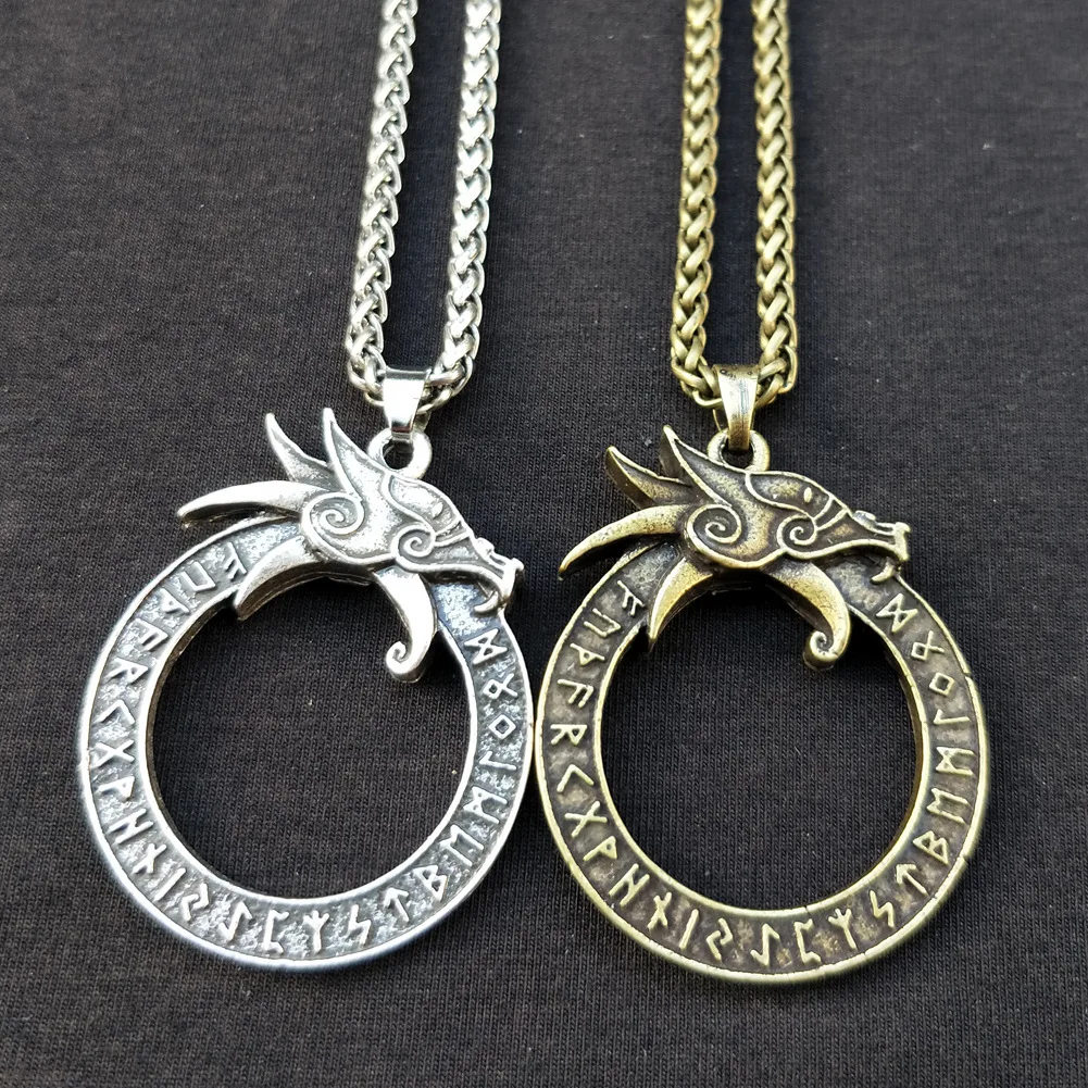 Poganski Goth Infinity Ouroboros Norse Zmaj, Ogrlico, Obesek, Gothic Accessorie Amulet Viking Rune Nakit Neclaces Za Ženske, Moške