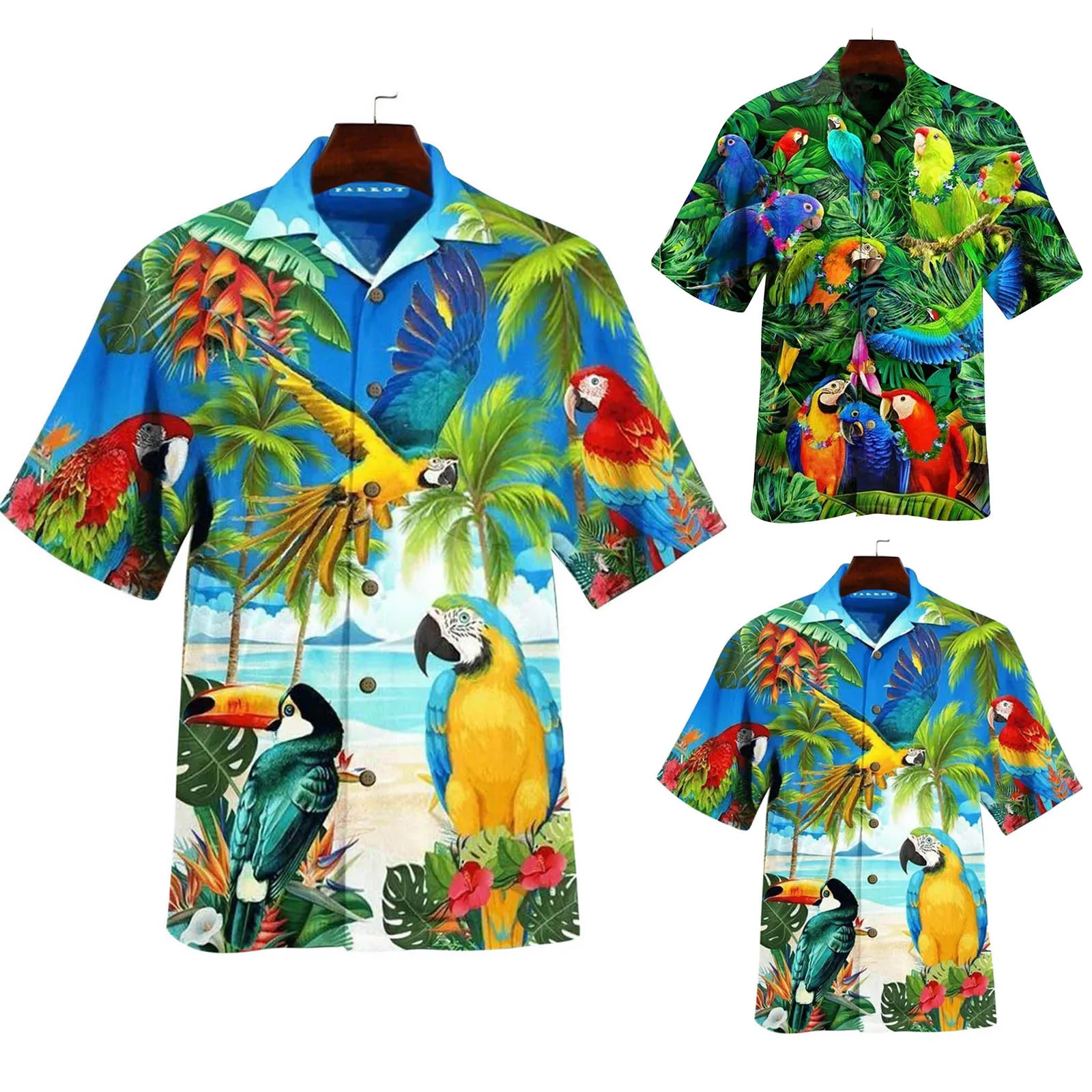 2021 Moških Srajc, Moških Hawaiian Camicias Priložnostne Divje Tiskane Majice Kratek rokav Bluze Vrhovi Srajca Homme Camisas De Hombre