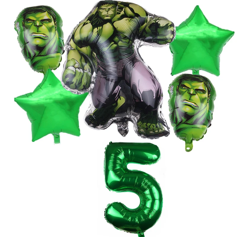 6Pcs Hulk Folija Baloni Avengers 32inch Število Balonom, Rojstni dan Okraski Super Heroj, Fant, Otroci Igrače Baby Tuš Balon