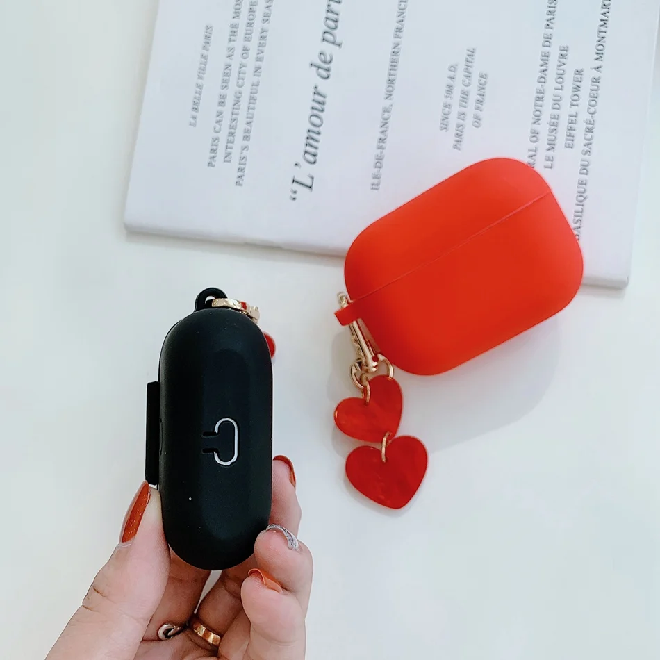 Za AirPods Primeru Srčkan Ljubezen Srce Obesek Slušalke Primeru Za Apple AirPods 1 2 Moda Mehko TPU Zaščito Pokrov z Lepimi Keychain