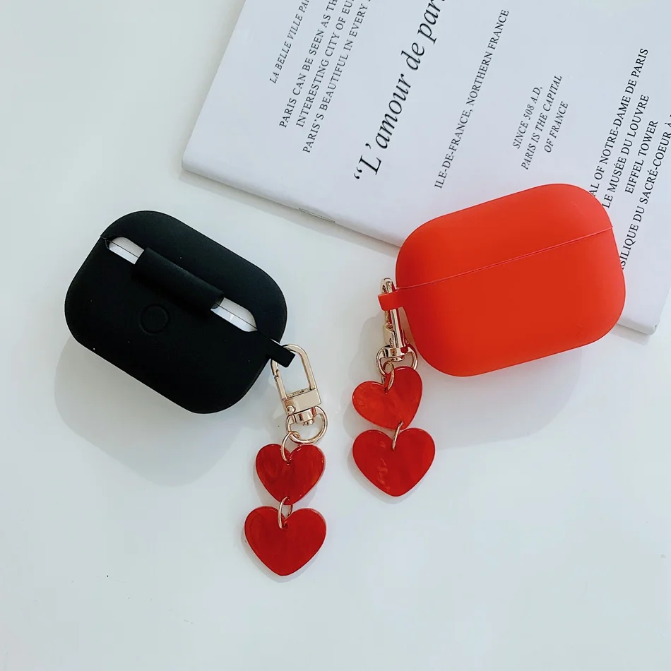Za AirPods Primeru Srčkan Ljubezen Srce Obesek Slušalke Primeru Za Apple AirPods 1 2 Moda Mehko TPU Zaščito Pokrov z Lepimi Keychain